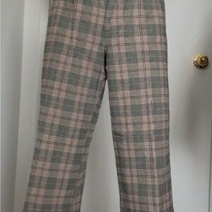 American Eagle Light Tartan Wide Leg Trousers